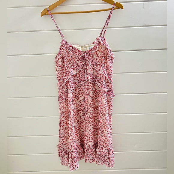 She + Sky Dresses & Skirts - She + Sky Cottagecore Red/White Spaghetti Strap Ditsy Flowy Floral Chiffon Dress